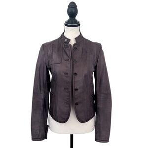 Danier Brown Leather Button-Front Jacket XXS–S